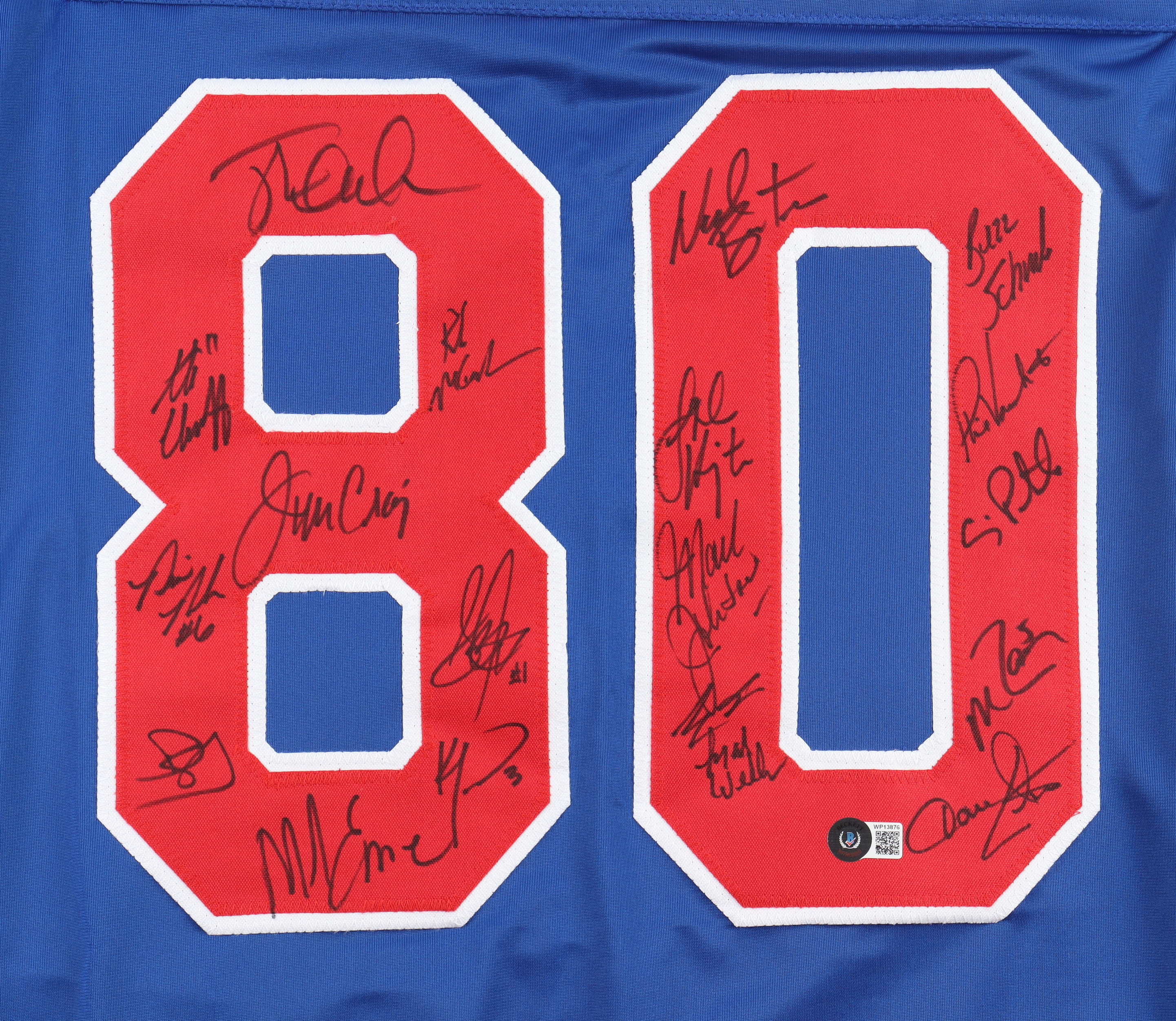 "Miracle On Ice" Jersey Signed by (19) with Mike Eruzione, Jim Craig, Ken Morrow (Beckett) at PristineAuction.com "Miracle On Ice" Jersey Signed by (19) with Mike Eruzione, Jim Craig, Ken Morrow (Beckett) at PristineAuction.com