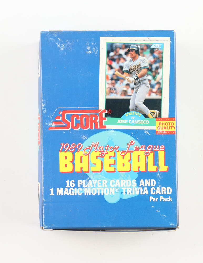 1989 Score Baseball Wax Box with (36) Packs at PristineAuction.com 1989 Score Baseball Wax Box with (36) Packs at PristineAuction.com