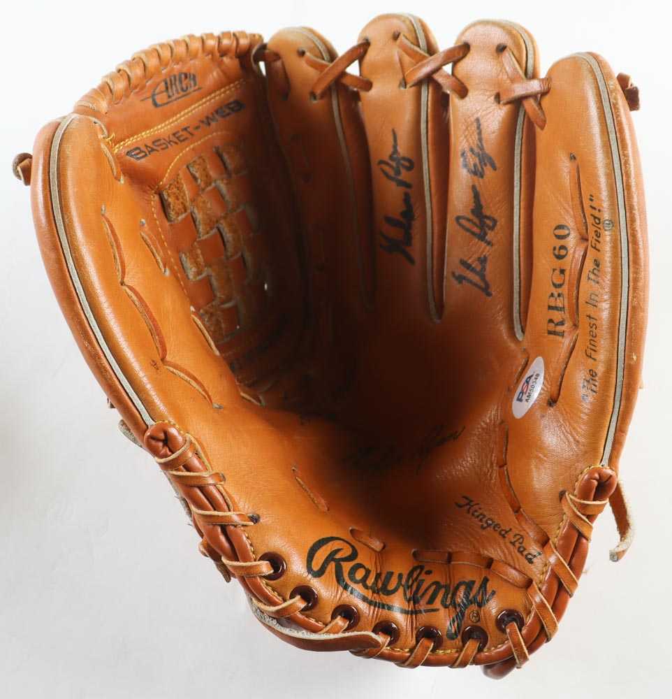 Nolan Ryan Signed Rawlings Baseball Glove with Display Stand Inscribed "The Ryan Express" (PSA) at PristineAuction.com Nolan Ryan Signed Rawlings Baseball Glove with Display Stand Inscribed "The Ryan Express" (PSA) at PristineAuction.com