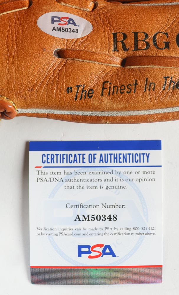 Nolan Ryan Signed Rawlings Baseball Glove with Display Stand Inscribed "The Ryan Express" (PSA) at PristineAuction.com Nolan Ryan Signed Rawlings Baseball Glove with Display Stand Inscribed "The Ryan Express" (PSA) at PristineAuction.com