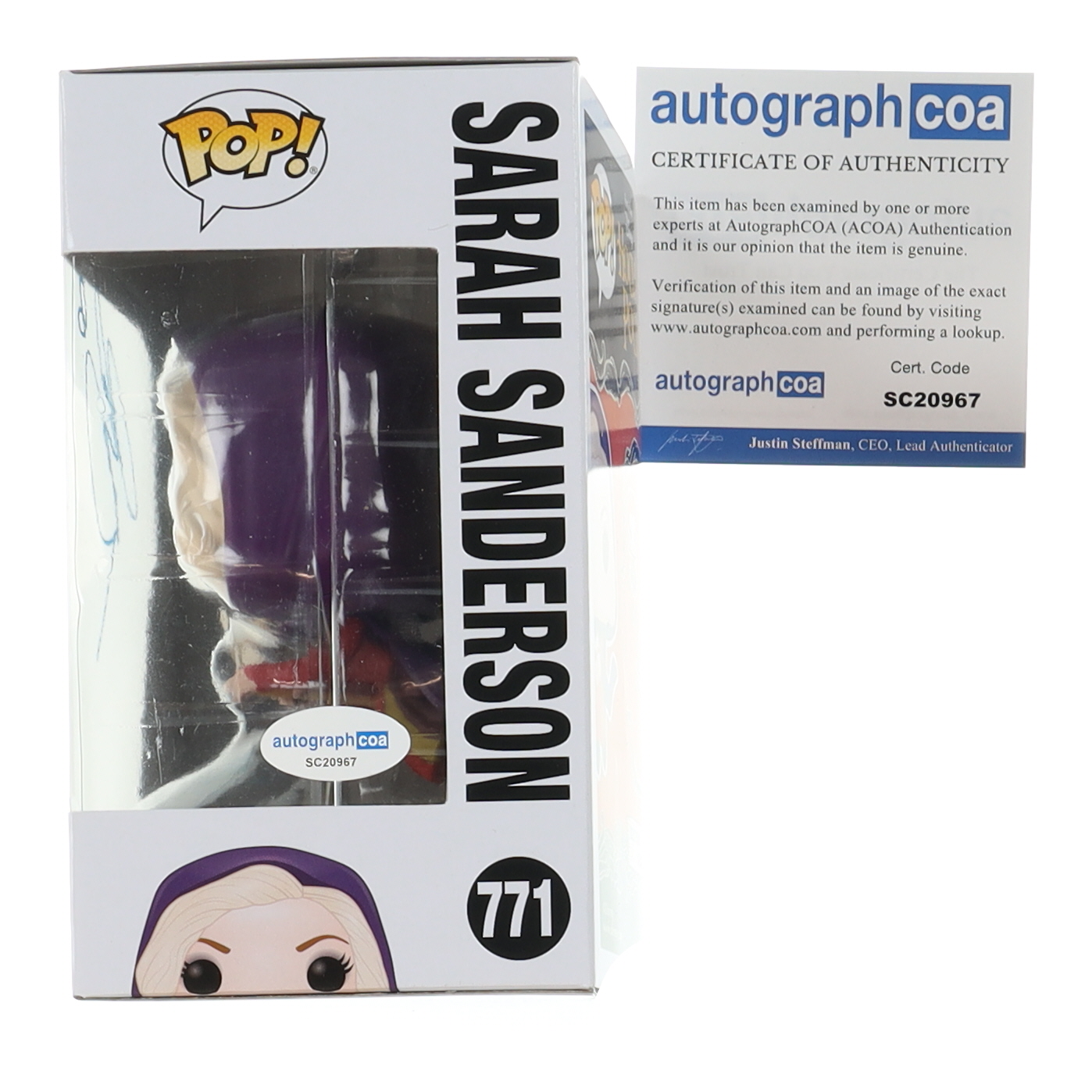 Sarah Jessica Parker Signed "Hocus Pocus" #771 Sarah Sanderson Funko Pop! Vinyl Figure (AutographCOA) at PristineAuction.com Sarah Jessica Parker Signed "Hocus Pocus" #771 Sarah Sanderson Funko Pop! Vinyl Figure (AutographCOA) at PristineAuction.com
