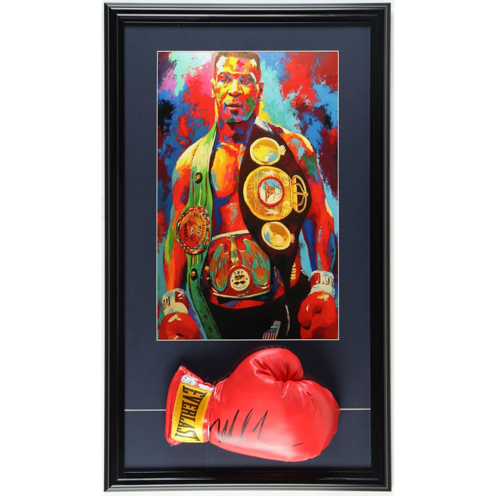 Mike Tyson Signed Custom Framed Everlast Boxing Glove Display with