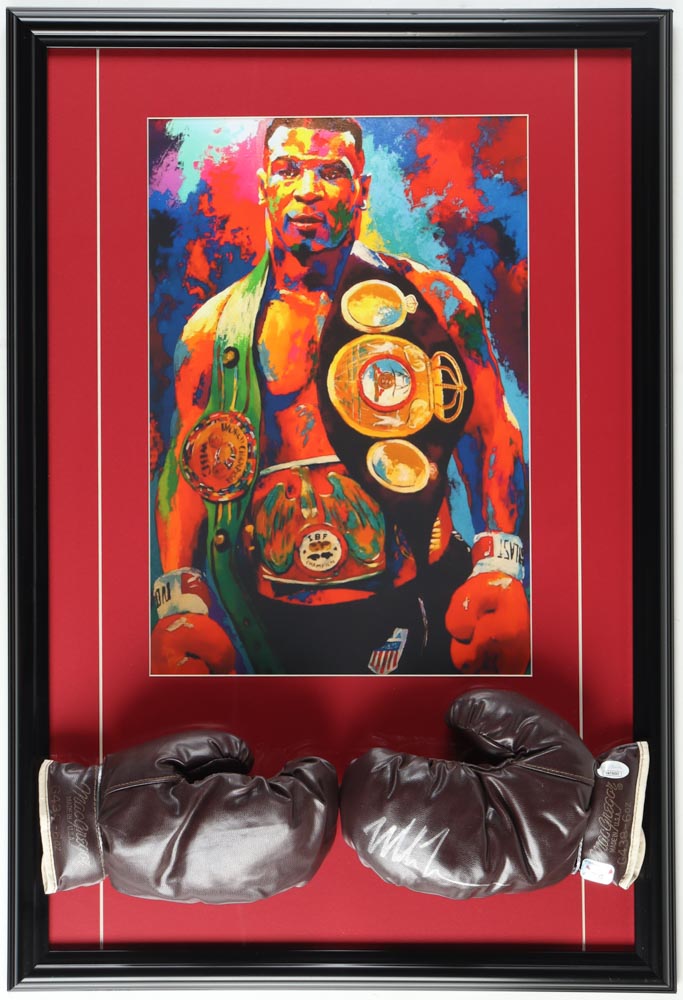Mike Tyson Signed Custom Framed Everlast Boxing Glove Display with Photo Print (JSA & Tyson) at PristineAuction.com Mike Tyson Signed Custom Framed Everlast Boxing Glove Display with Photo Print (JSA & Tyson) at PristineAuction.com