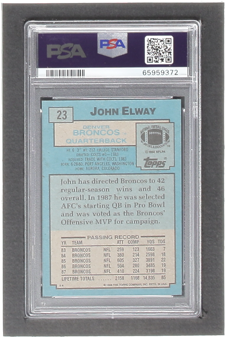 John Elway 1988 Topps #23 AP (PSA 9) at PristineAuction.com John Elway 1988 Topps #23 AP (PSA 9) at PristineAuction.com