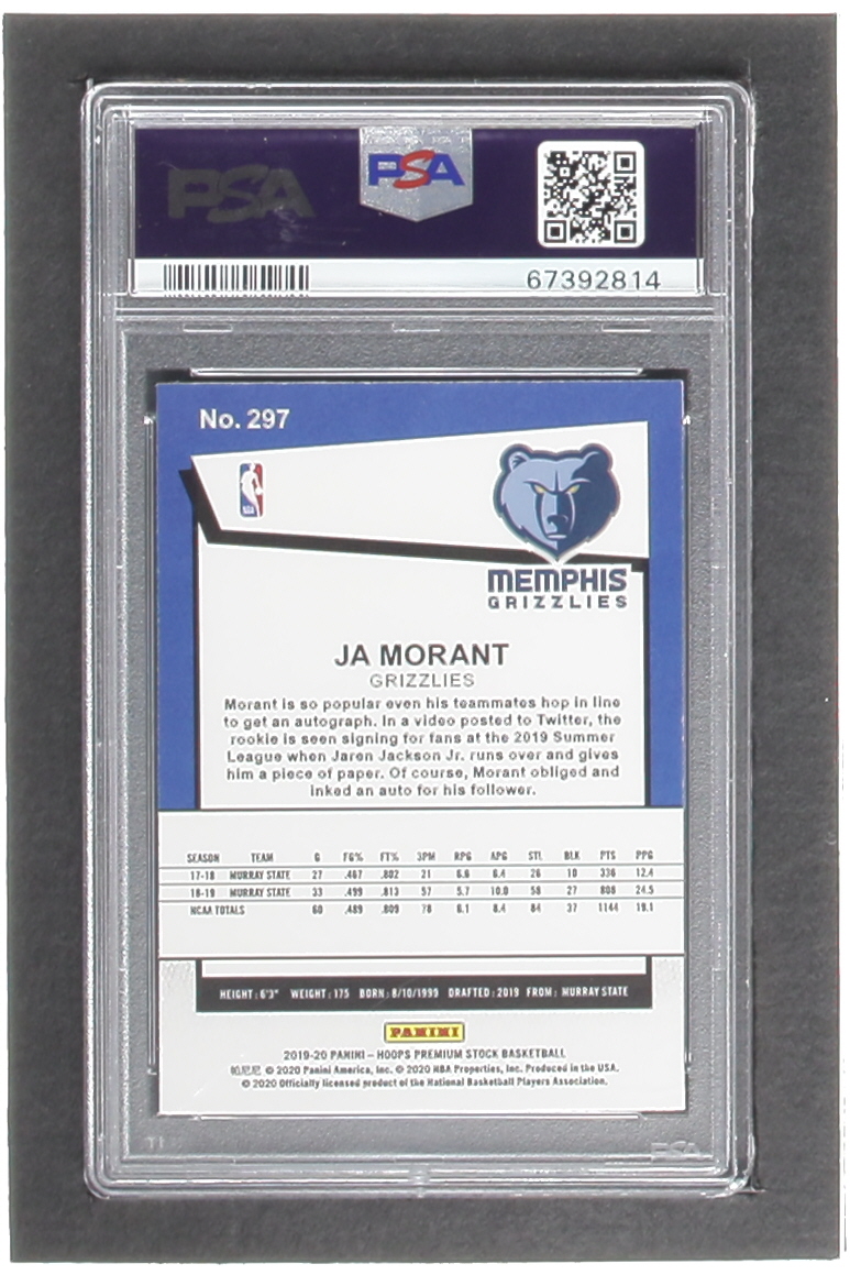 Ja Morant 2019-20 Hoops Premium Stock #297 RC (PSA 9) at PristineAuction.com Ja Morant 2019-20 Hoops Premium Stock #297 RC (PSA 9) at PristineAuction.com