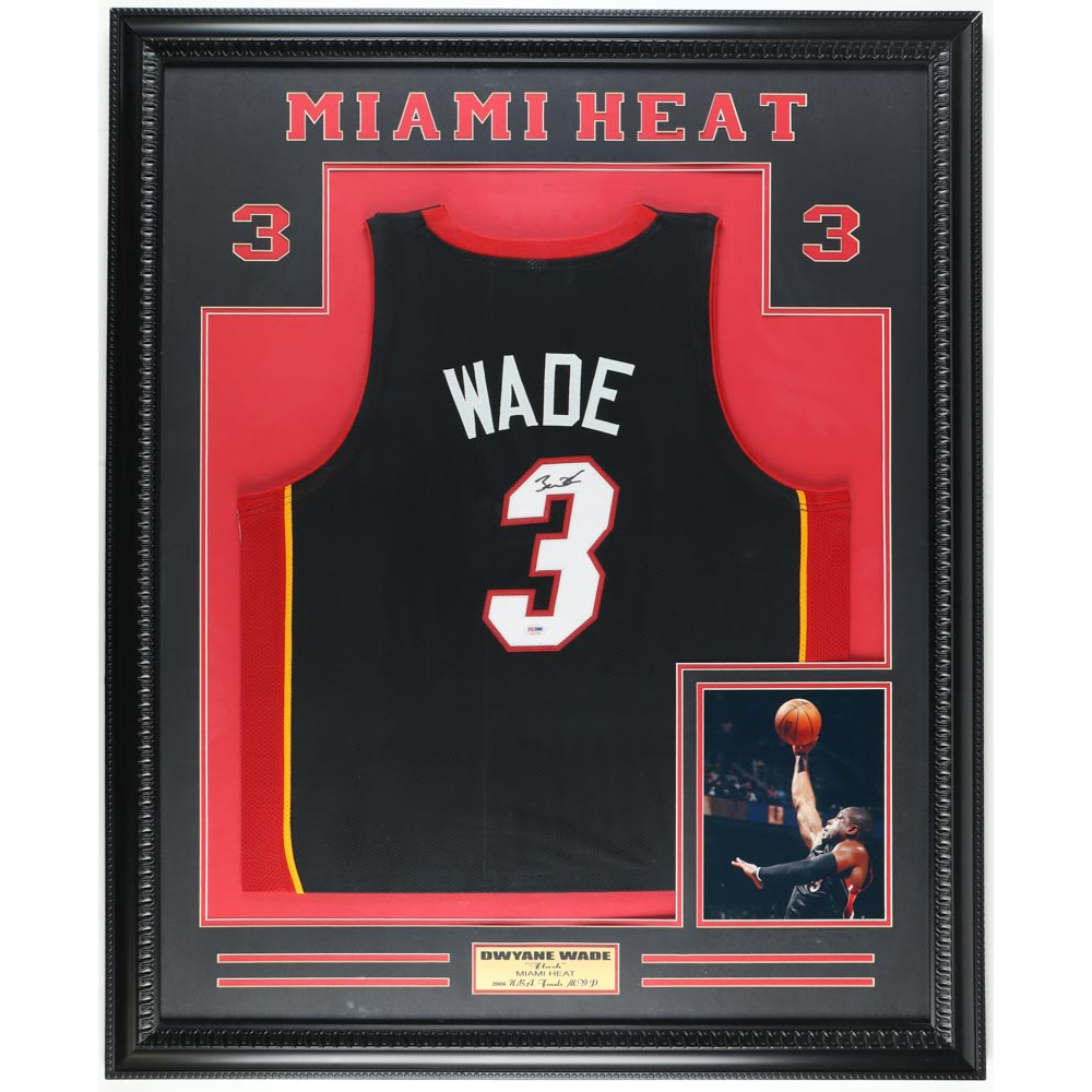 Dwyane Wade Signed Custom Framed Jersey Display (PSA) Pristine Auction