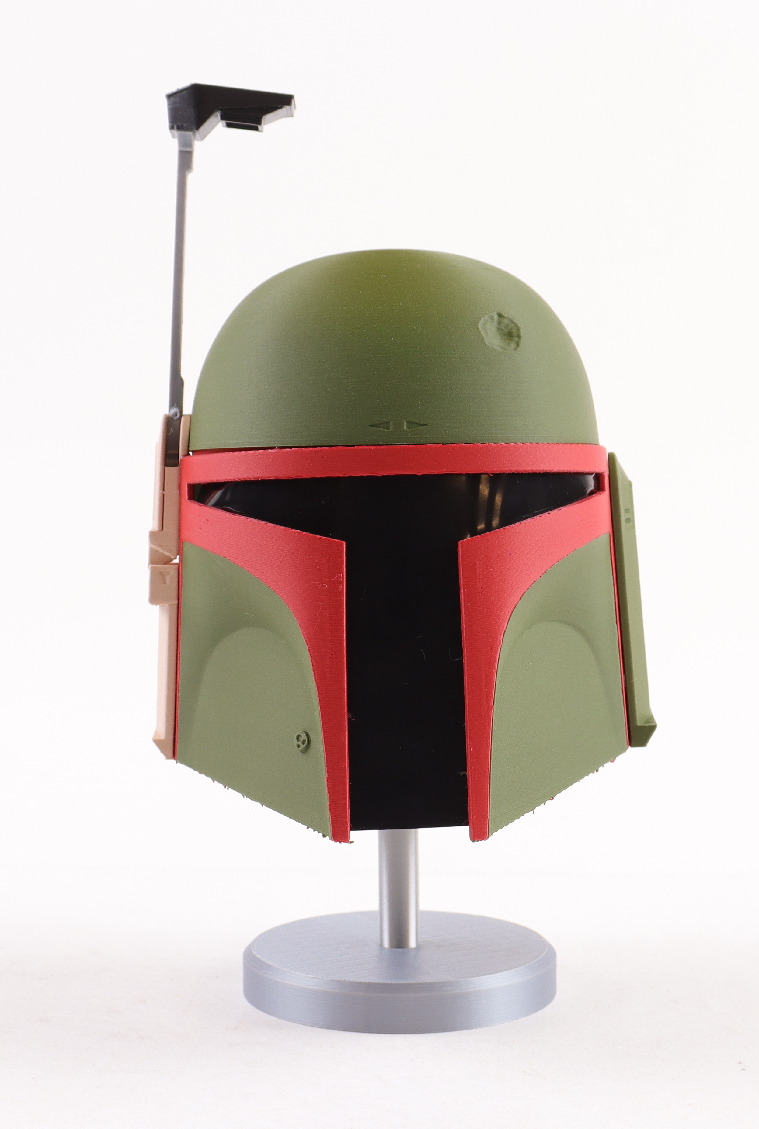 Boba Fett Custom 1:2 Scale Mini-Helmet with Display Stand at PristineAuction.com Boba Fett Custom 1:2 Scale Mini-Helmet with Display Stand at PristineAuction.com