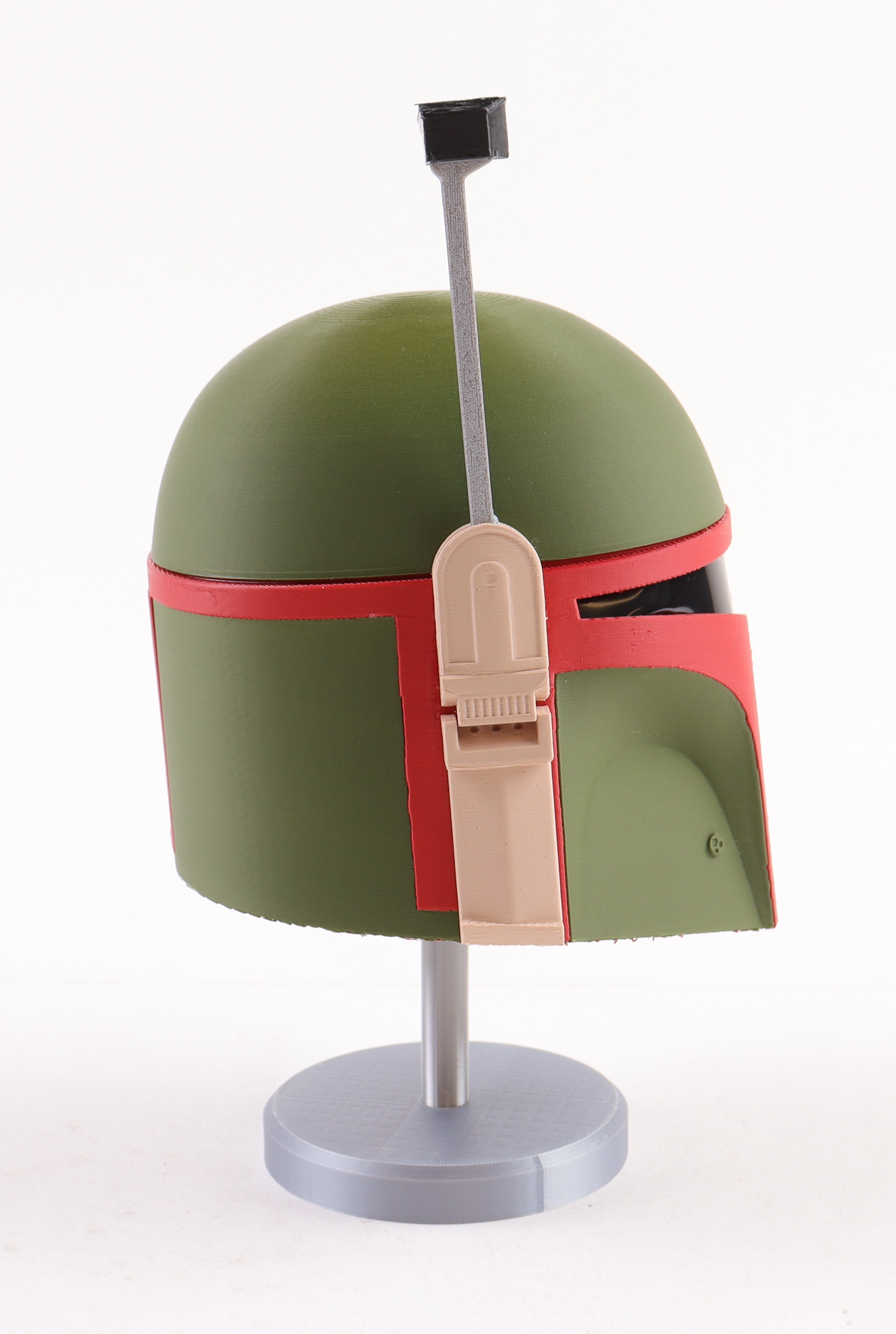 Boba Fett Custom 1:2 Scale Mini-Helmet with Display Stand at PristineAuction.com Boba Fett Custom 1:2 Scale Mini-Helmet with Display Stand at PristineAuction.com