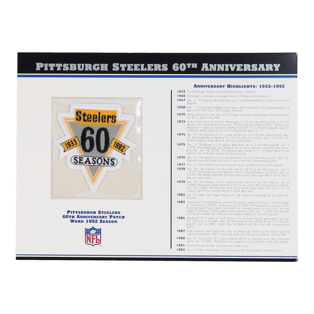 Steelers 60th Anniversary Vital Statistics Commemorative 9x12 Print