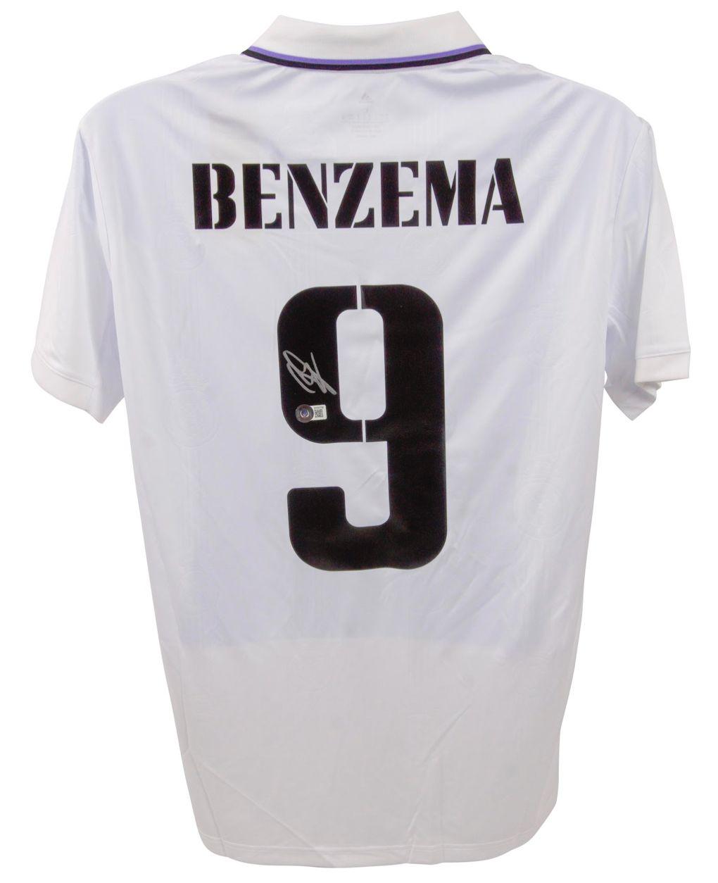 Karim Benzema Signed 2023 Real Madrid Home Jersey (Beckett) at PristineAuction.com Karim Benzema Signed 2023 Real Madrid Home Jersey (Beckett) at PristineAuction.com