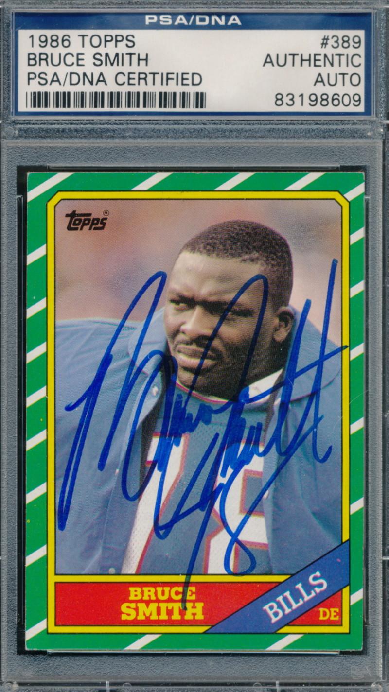 Bruce Smith Signed 1986 Topps #389 RC (PSA Encapsulated) | Pristine Auction