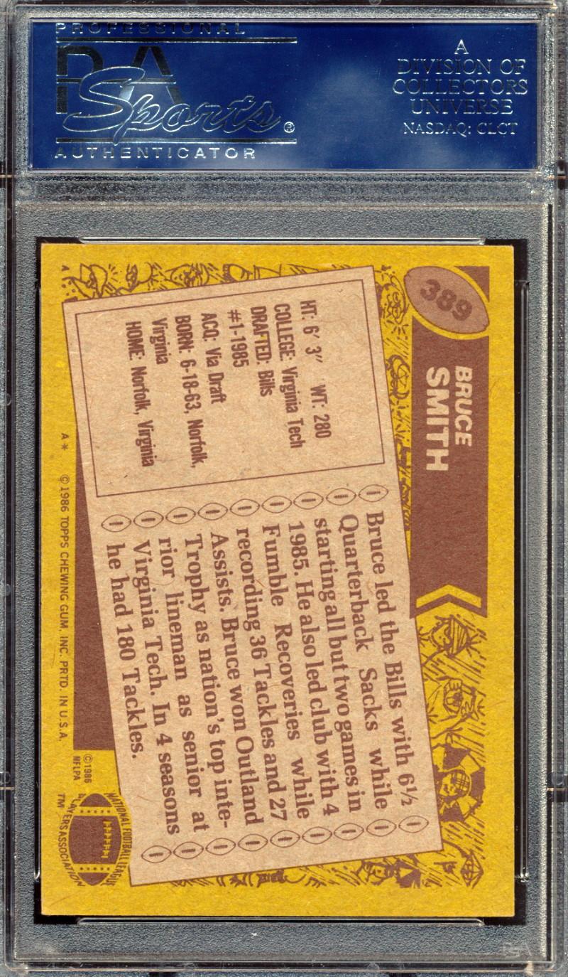 Bruce Smith Signed 1986 Topps #389 RC (PSA Encapsulated) | Pristine Auction