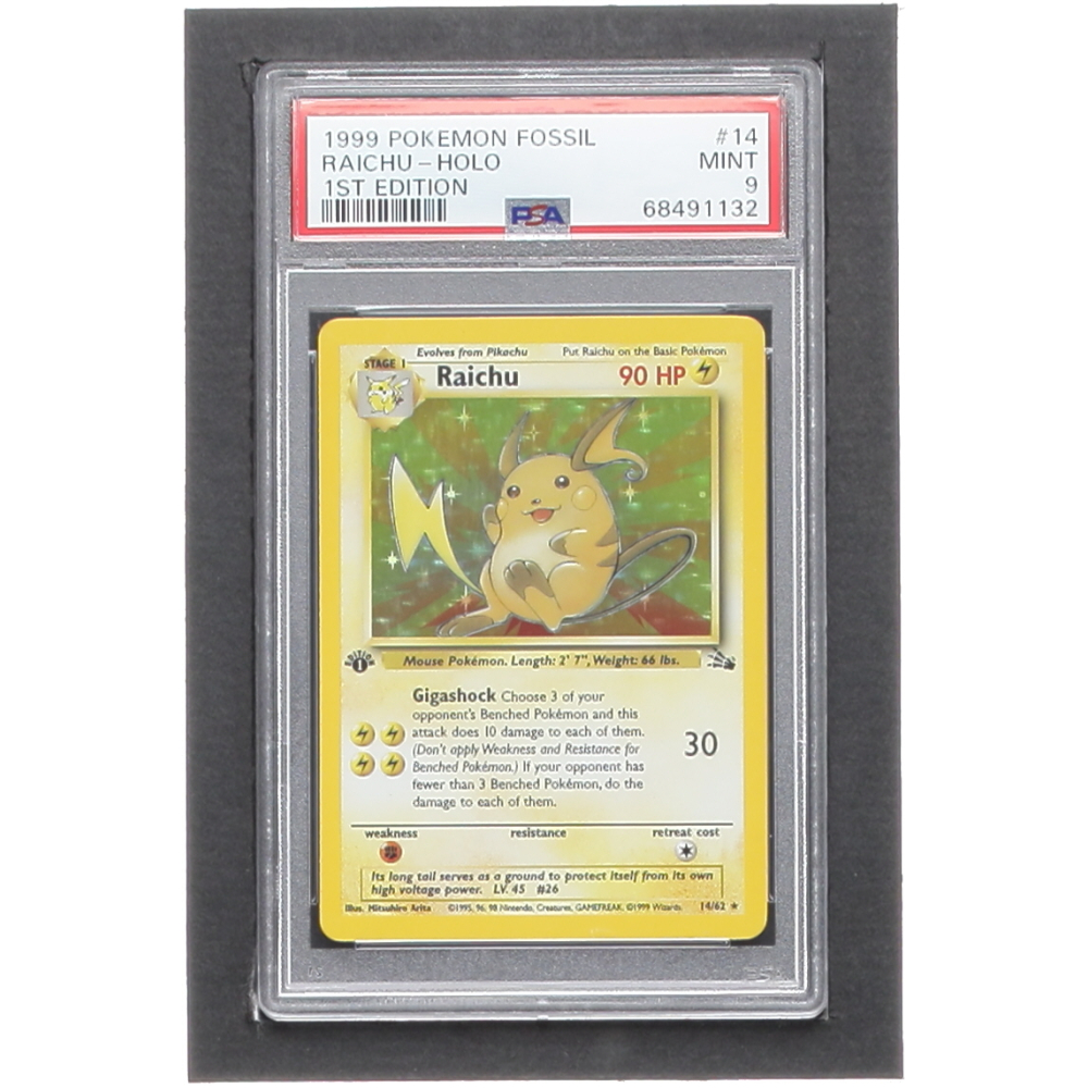 Raichu 1999 Pokemon Fossil 1st Edition #14 Holo (PSA 9) | Pristine