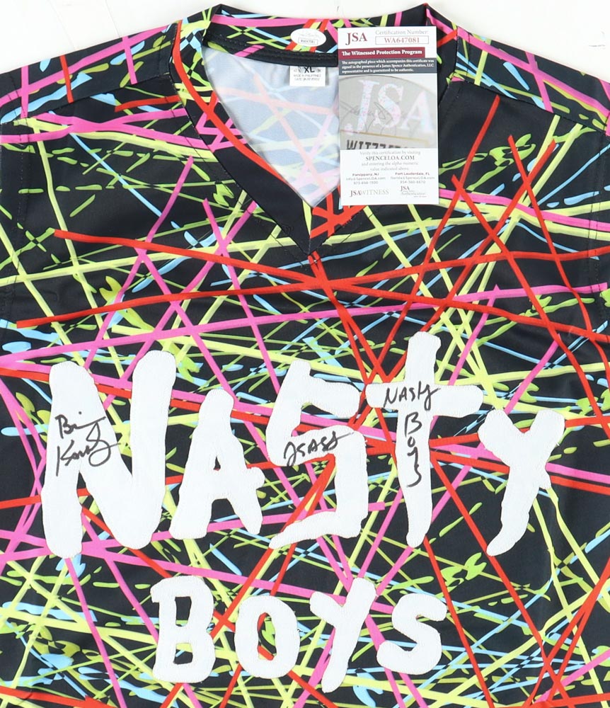Brian Knobbs & Jerry Sags Signed Jersey Inscribed "Nasty Boys" (JSA) at PristineAuction.com Brian Knobbs & Jerry Sags Signed Jersey Inscribed "Nasty Boys" (JSA) at PristineAuction.com