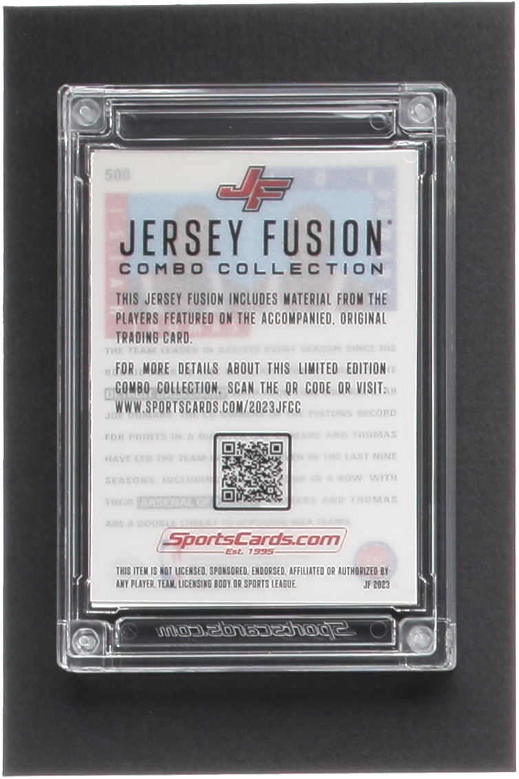 Isiah Thomas / Joe Dumars 2022-23 Jersey Fusion Combo Collection Game Used Dual Swatch #NNO #37/50 at PristineAuction.com Isiah Thomas / Joe Dumars 2022-23 Jersey Fusion Combo Collection Game Used Dual Swatch #NNO #37/50 at PristineAuction.com