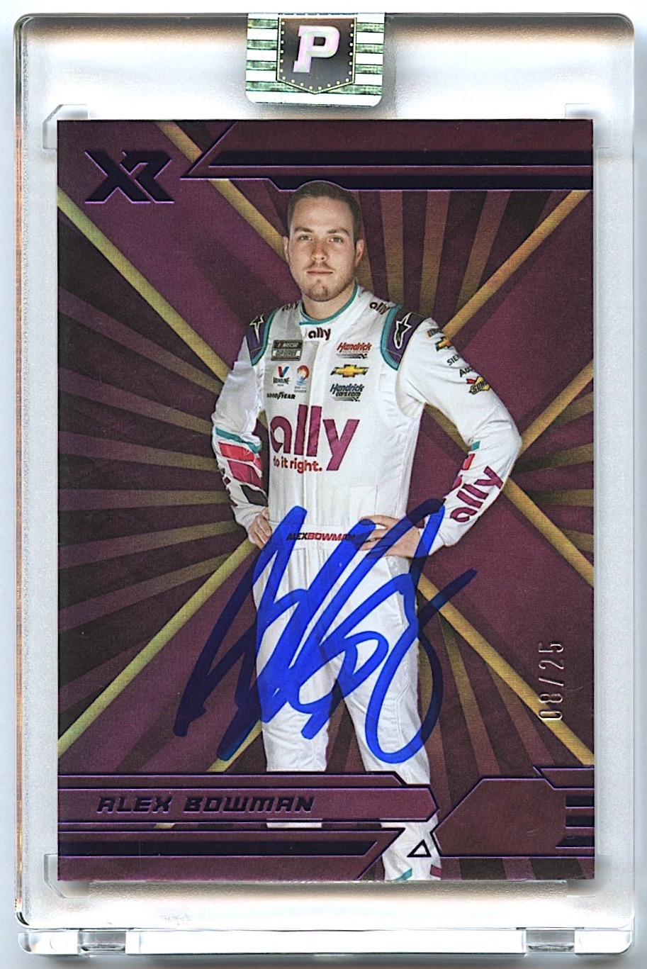 Alex Bowman Signed 2022 Panini Chronicles XR #3 Purple #08/25 (PA Encapsulated) at PristineAuction.com Alex Bowman Signed 2022 Panini Chronicles XR #3 Purple #08/25 (PA Encapsulated) at PristineAuction.com
