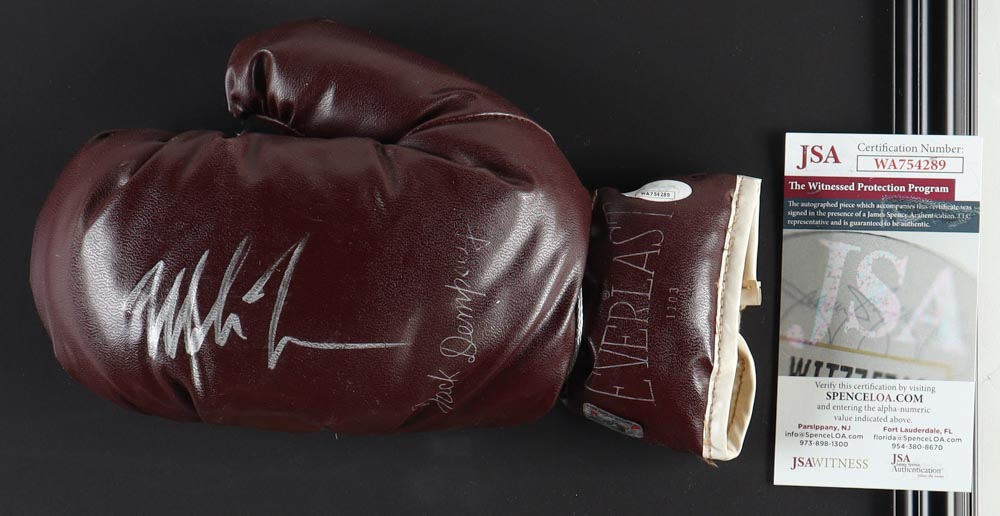 Mike Tyson Signed Custom Framed Everlast Boxing Glove Display (JSA & Tyson) at PristineAuction.com Mike Tyson Signed Custom Framed Everlast Boxing Glove Display (JSA & Tyson) at PristineAuction.com