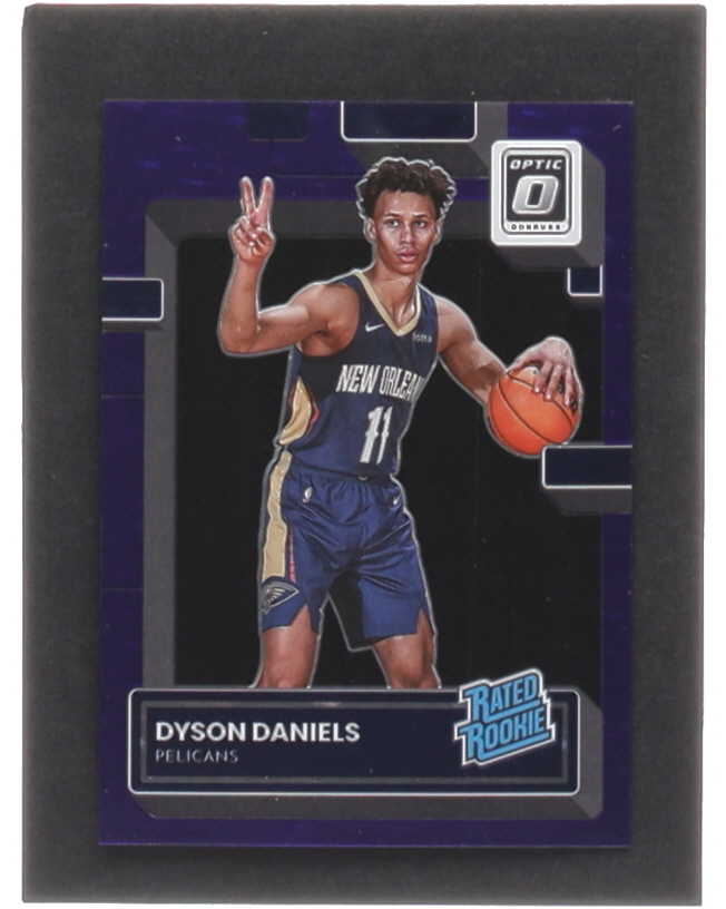 Dyson Daniels 2022-23 Donruss Optic Rated Rookies Signatures Purple #250 RC at PristineAuction.com Dyson Daniels 2022-23 Donruss Optic Rated Rookies Signatures Purple #250 RC at PristineAuction.com