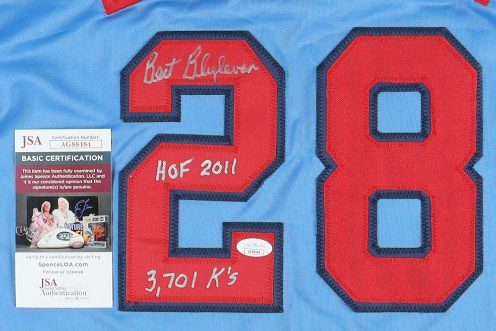 Bert Blyleven Signed Career Highlight Stat Jersey Inscribed "HOF 2011" & "3,701 K's" (JSA) at PristineAuction.com Bert Blyleven Signed Career Highlight Stat Jersey Inscribed "HOF 2011" & "3,701 K's" (JSA) at PristineAuction.com