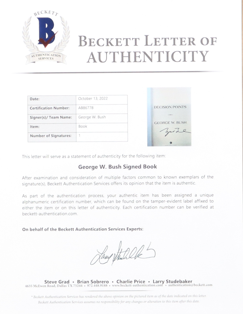 George W. Bush Signed Custom Framed Cut Display (Beckett) at PristineAuction.com George W. Bush Signed Custom Framed Cut Display (Beckett) at PristineAuction.com