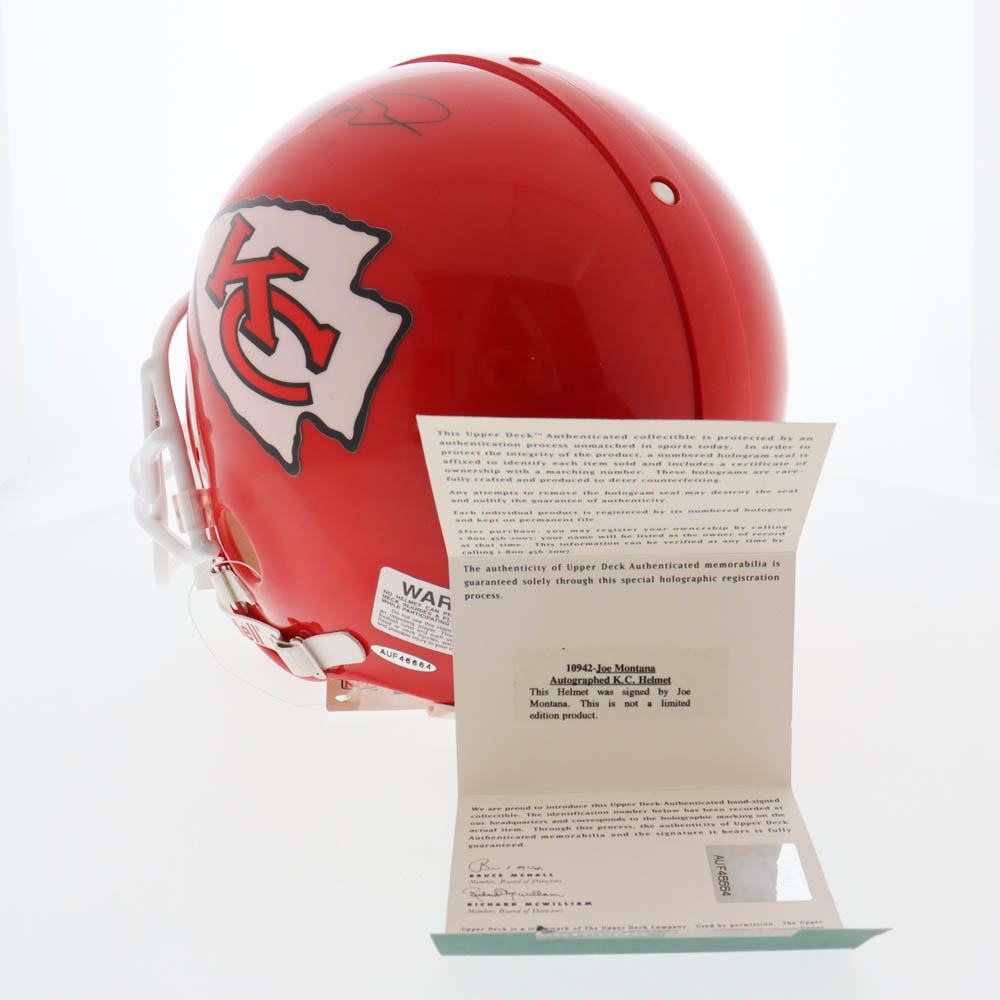 Joe Montana Signed Chiefs Full-Size Authentic On-Field Helmet (UDA) at PristineAuction.com Joe Montana Signed Chiefs Full-Size Authentic On-Field Helmet (UDA) at PristineAuction.com