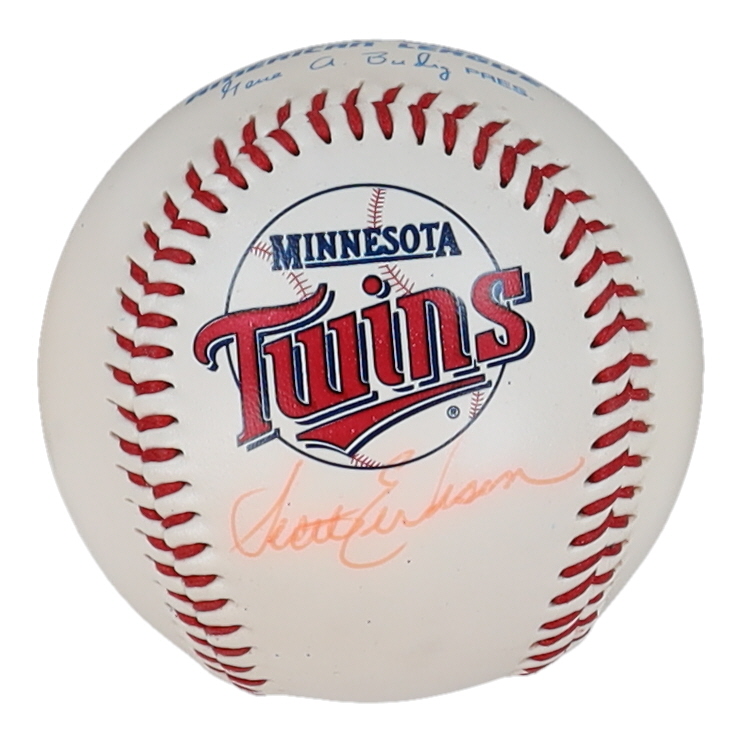 Scott Erickson Signed Twins Logo OAL Baseball (Beckett) at PristineAuction.com Scott Erickson Signed Twins Logo OAL Baseball (Beckett) at PristineAuction.com