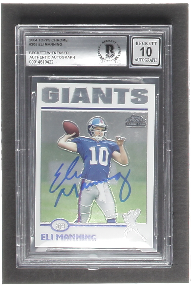 Eli Manning Signed 2004 Topps Chrome #205 RC (BGS | Autograph Graded 10) at PristineAuction.com Eli Manning Signed 2004 Topps Chrome #205 RC (BGS | Autograph Graded 10) at PristineAuction.com
