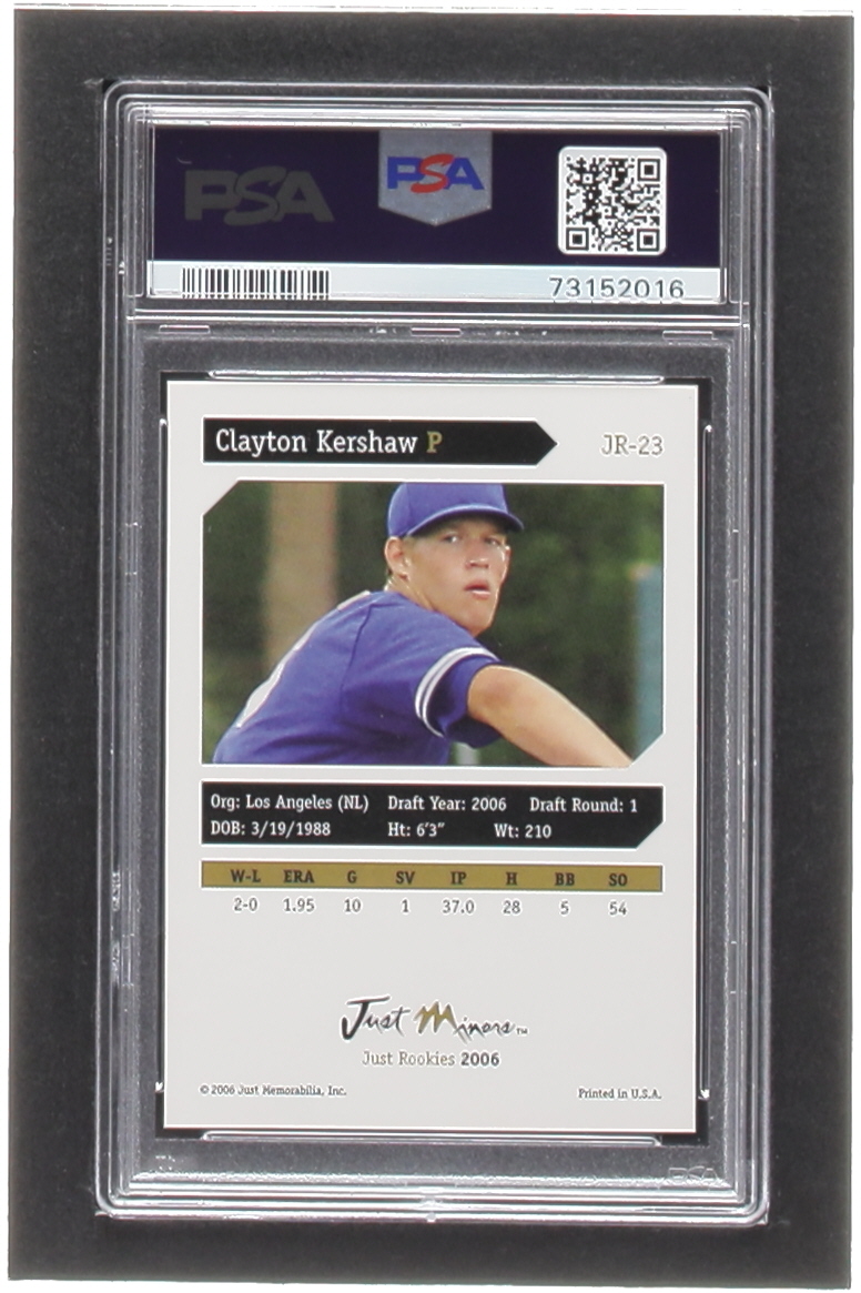 Clayton Kershaw 2006 Just Rookies #23 (PSA 10) at PristineAuction.com Clayton Kershaw 2006 Just Rookies #23 (PSA 10) at PristineAuction.com