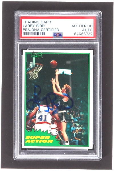 Larry Bird Signed 1981-82 Topps #E101 SA (PSA) at PristineAuction.com Larry Bird Signed 1981-82 Topps #E101 SA (PSA) at PristineAuction.com