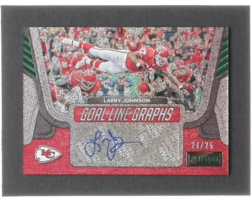 Larry Johnson 2022 Panini Playbook Goal Line Graphs Autographs Green #19 #24/25 at PristineAuction.com Larry Johnson 2022 Panini Playbook Goal Line Graphs Autographs Green #19 #24/25 at PristineAuction.com