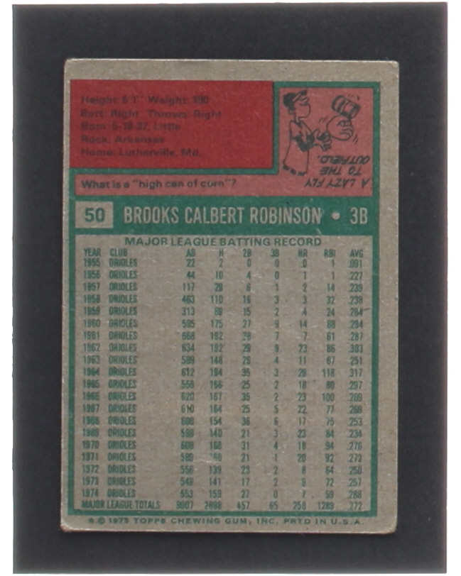 Brooks Robinson 1975 Topps #50 at PristineAuction.com Brooks Robinson 1975 Topps #50 at PristineAuction.com