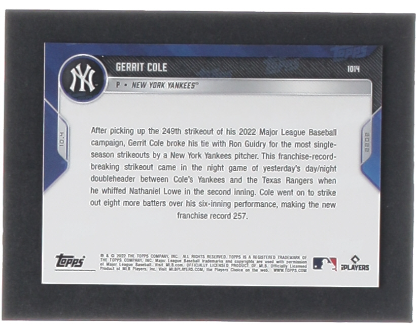 Gerrit Cole 2022 Topps Now #1014 at PristineAuction.com Gerrit Cole 2022 Topps Now #1014 at PristineAuction.com