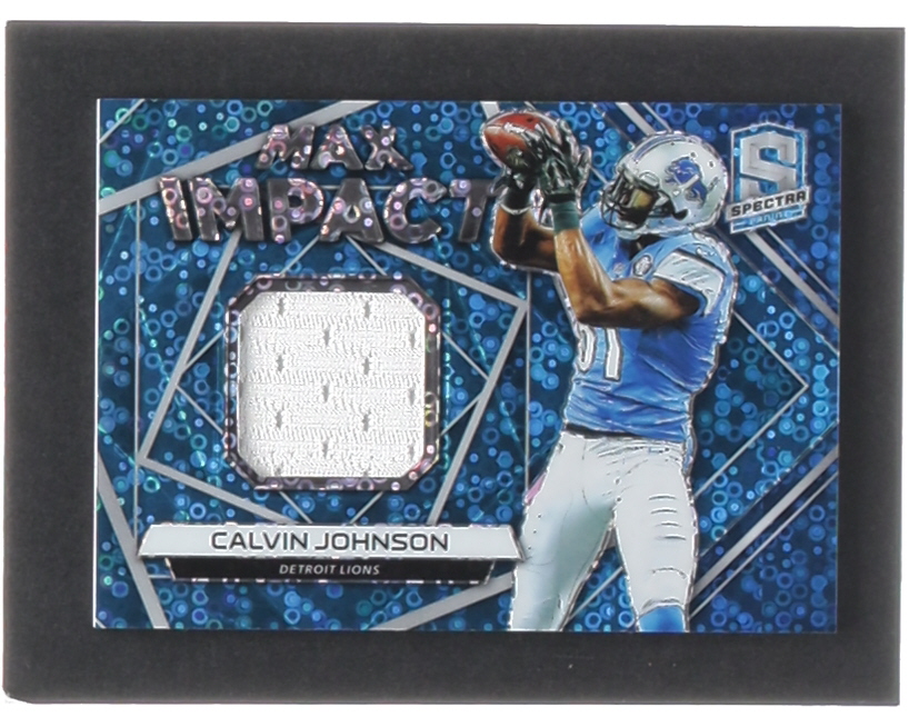 Calvin Johnson 2019 Panini Spectra Max Impact Materials Neon Blue #7 #24/99 at PristineAuction.com Calvin Johnson 2019 Panini Spectra Max Impact Materials Neon Blue #7 #24/99 at PristineAuction.com