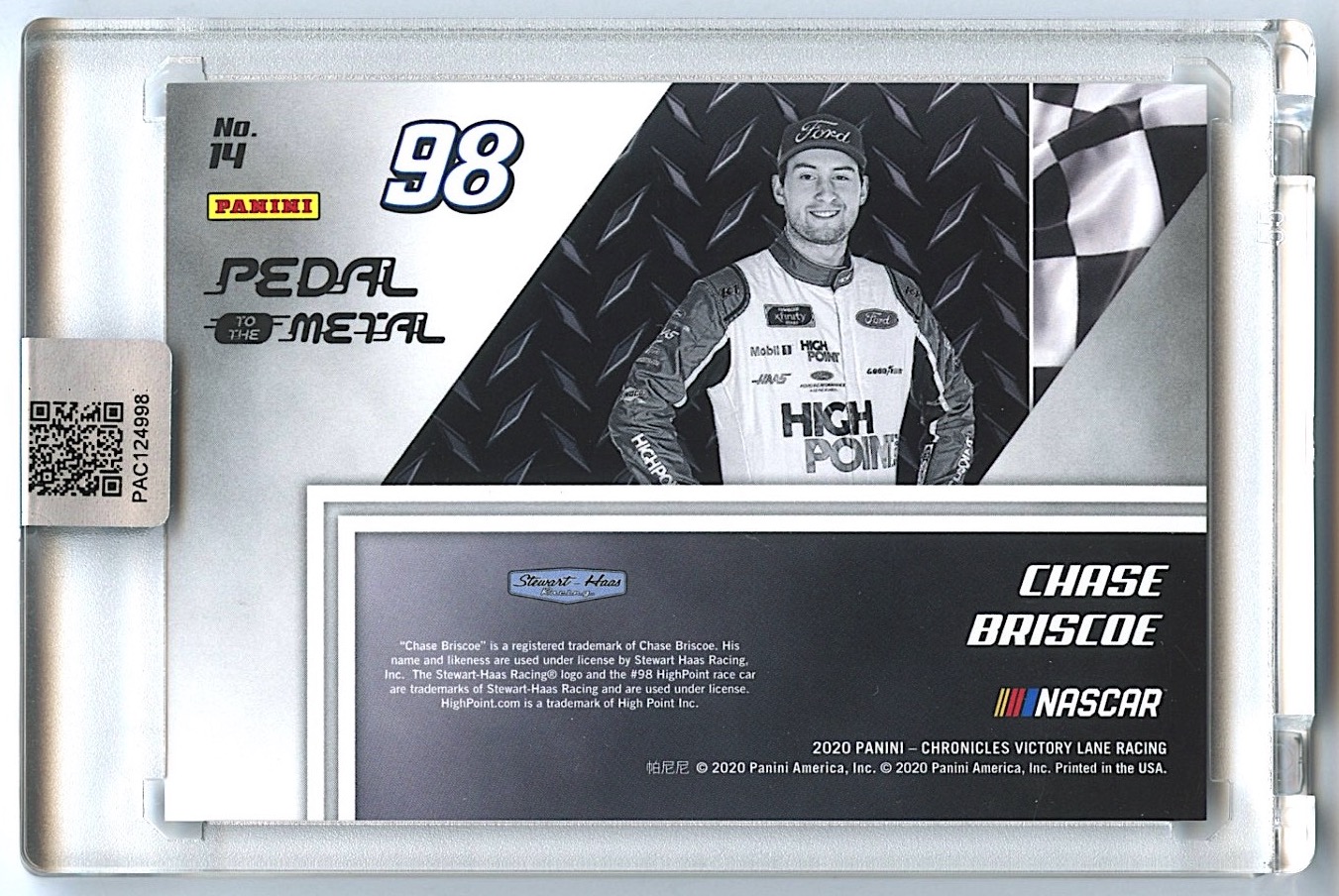 Chase Briscoe Signed 2020 Panini Victory Lane Pedal to the Metal #14 (PA Encapsulated) at PristineAuction.com Chase Briscoe Signed 2020 Panini Victory Lane Pedal to the Metal #14 (PA Encapsulated) at PristineAuction.com