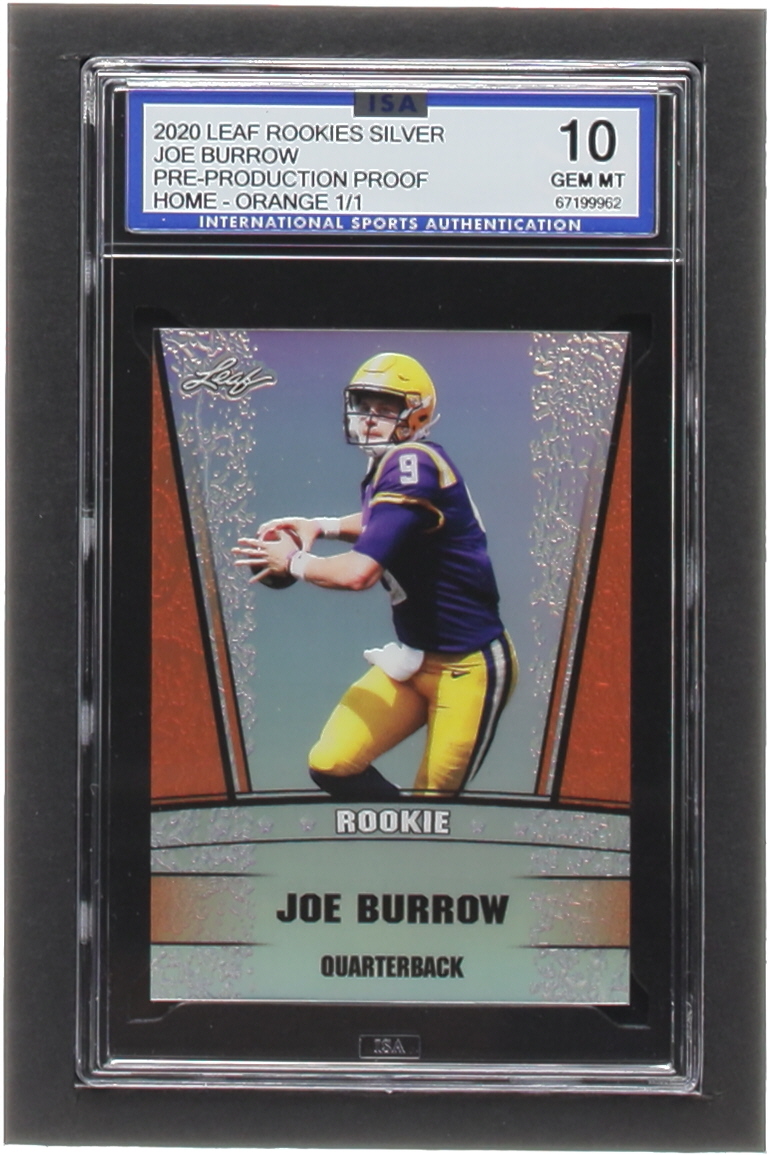 Joe Burrow 2020 Leaf Metal Special Release Rookie Silver Rainbow Orange Pre-Production #NNO #1/1 RC (ISA 10) at PristineAuction.com Joe Burrow 2020 Leaf Metal Special Release Rookie Silver Rainbow Orange Pre-Production #NNO #1/1 RC (ISA 10) at PristineAuction.com