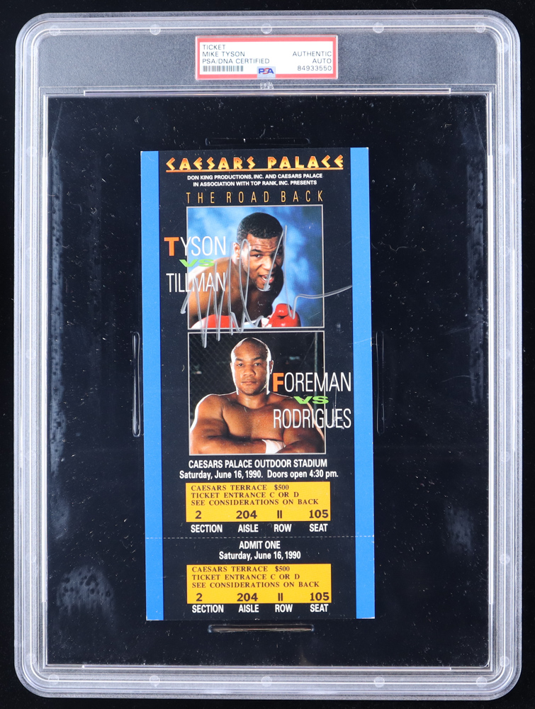 Mike Tyson Signed 1990 Caesars Palace Fight Ticket (PSA) at PristineAuction.com Mike Tyson Signed 1990 Caesars Palace Fight Ticket (PSA) at PristineAuction.com