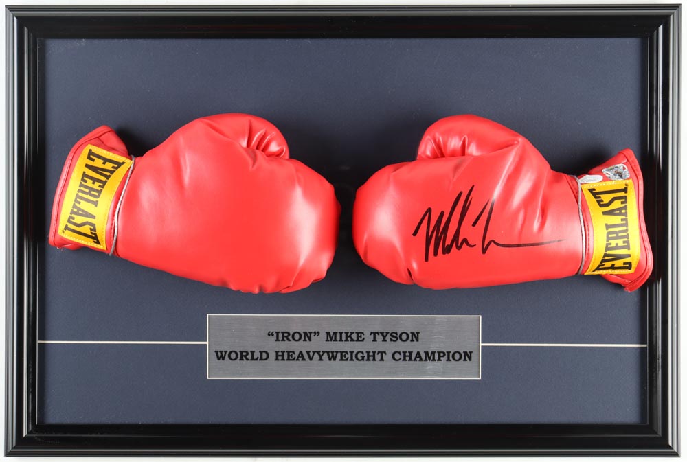 Mike Tyson Signed Custom Framed Everlast Glove Set Display (JSA & Tyson) at PristineAuction.com Mike Tyson Signed Custom Framed Everlast Glove Set Display (JSA & Tyson) at PristineAuction.com