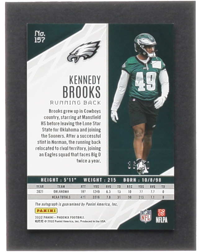 Kennedy Brooks 2022 Panini Phoenix Autographs Orange #157 RC #36/50 at PristineAuction.com Kennedy Brooks 2022 Panini Phoenix Autographs Orange #157 RC #36/50 at PristineAuction.com