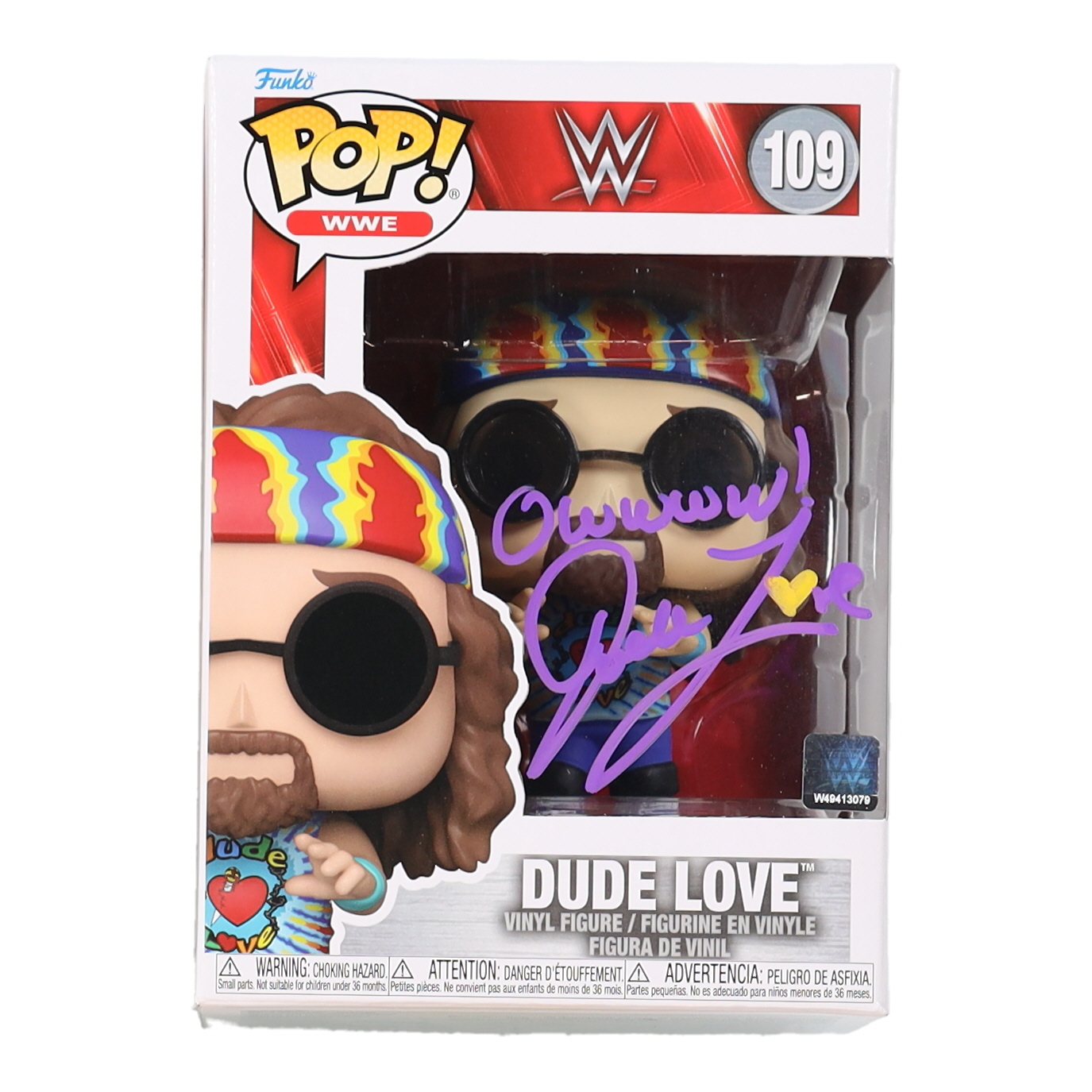 Mick Foley Signed "WWE" #109 Dude Love Funko Pop! Vinyl Figure Inscribed "Owww!" (PSA) at PristineAuction.com Mick Foley Signed "WWE" #109 Dude Love Funko Pop! Vinyl Figure Inscribed "Owww!" (PSA) at PristineAuction.com