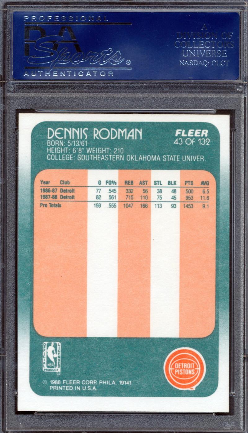 Dennis Rodman Signed 1988-89 Fleer #43 RC (PSA) at PristineAuction.com Dennis Rodman Signed 1988-89 Fleer #43 RC (PSA) at PristineAuction.com