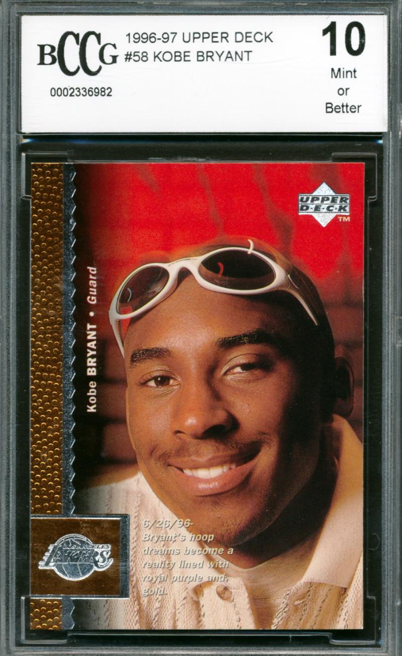 1996-97 Upper Deck #58 Kobe Bryant RC (BCCG 10) at PristineAuction.com 1996-97 Upper Deck #58 Kobe Bryant RC (BCCG 10) at PristineAuction.com