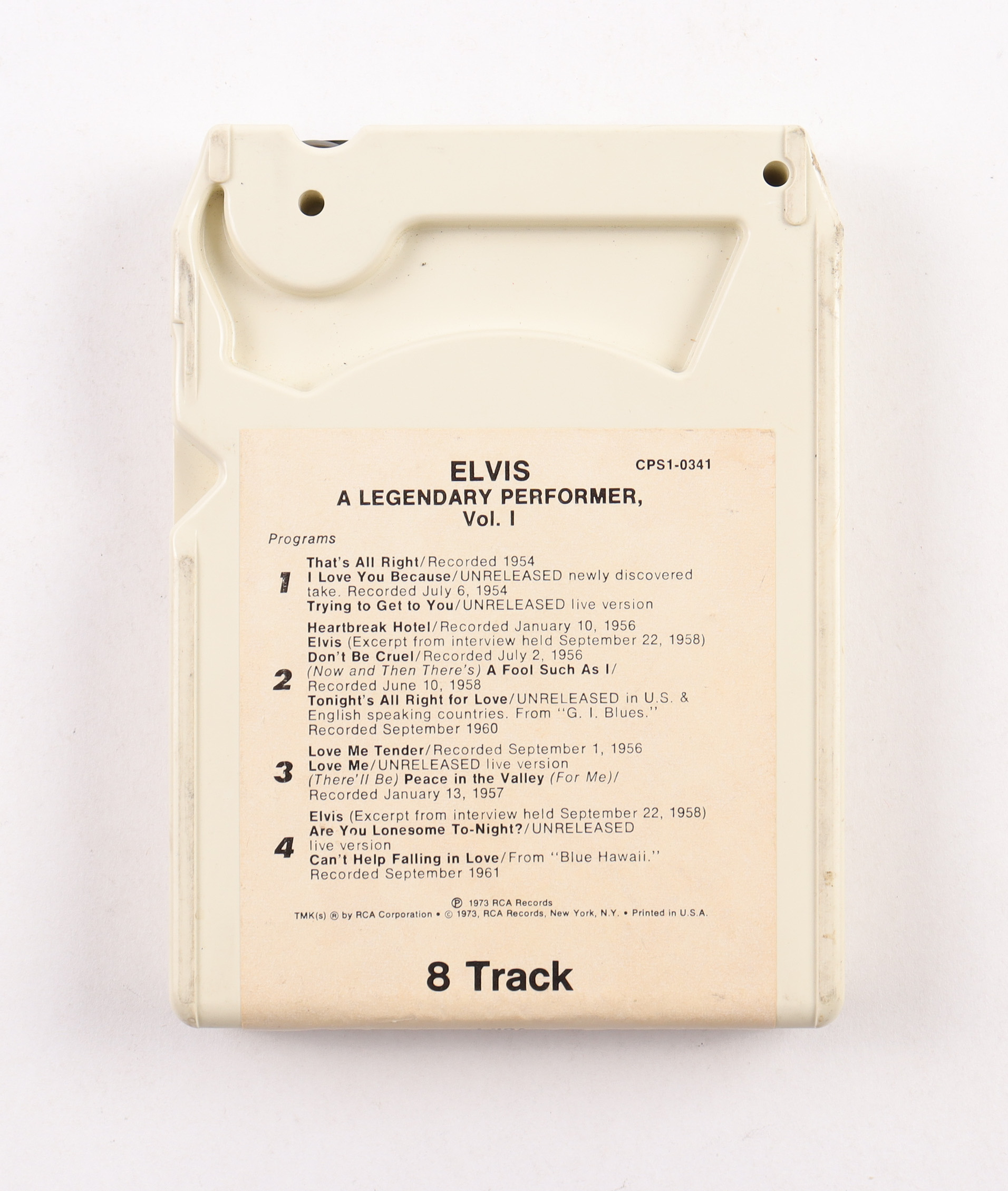 1973 Elvis "A Legendary Performer, Vol. 1" RCA 8-Track Cartridge at PristineAuction.com 1973 Elvis "A Legendary Performer, Vol. 1" RCA 8-Track Cartridge at PristineAuction.com