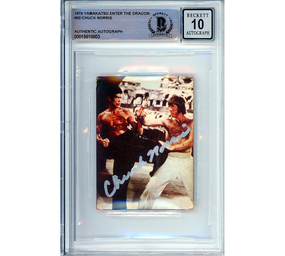 Chuck Norris Signed 1974 Yamakatsu Enter the Dragon #50 (BGS) at PristineAuction.com Chuck Norris Signed 1974 Yamakatsu Enter the Dragon #50 (BGS) at PristineAuction.com