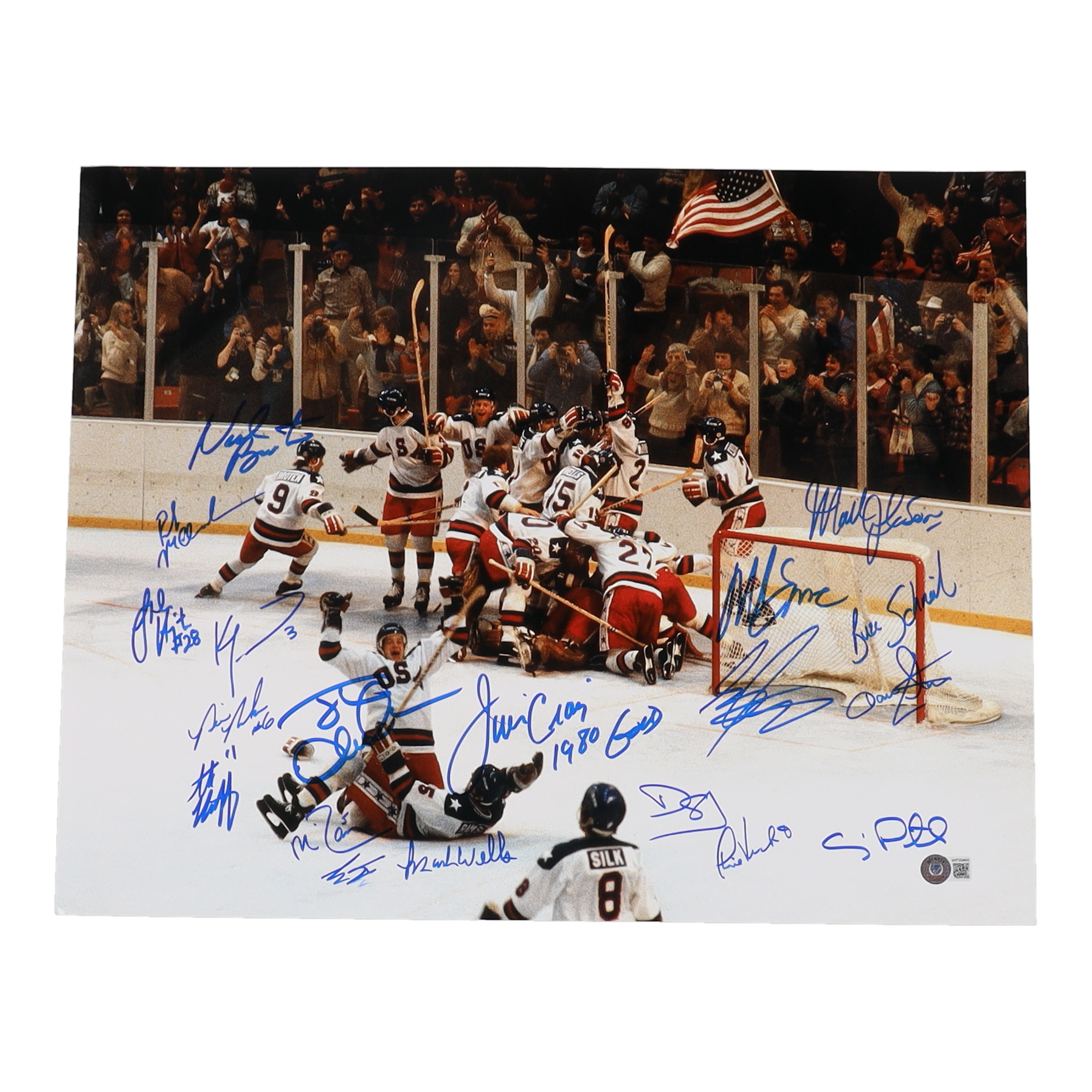 1980 Team USA "Miracle On Ice" 16x20 Photo Team-Signed by (19) with Mike Eruzione, Jim Craig, Ken Morrow, Craig Patrick (Beckett) at PristineAuction.com 1980 Team USA "Miracle On Ice" 16x20 Photo Team-Signed by (19) with Mike Eruzione, Jim Craig, Ken Morrow, Craig Patrick (Beckett) at PristineAuction.com