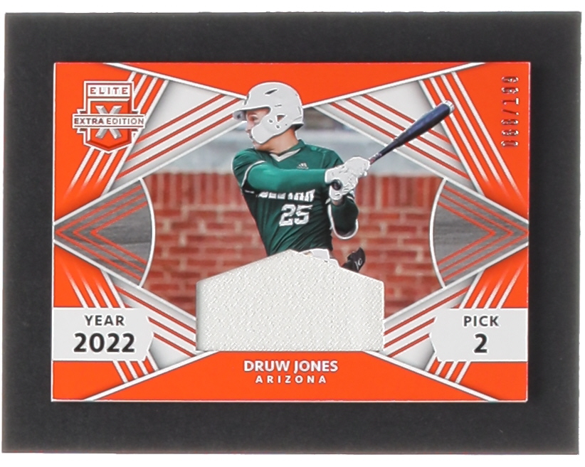 Druw Jones 2022 Elite Extra Edition First Round Materials Orange #2 RC #88/199 at PristineAuction.com Druw Jones 2022 Elite Extra Edition First Round Materials Orange #2 RC #88/199 at PristineAuction.com