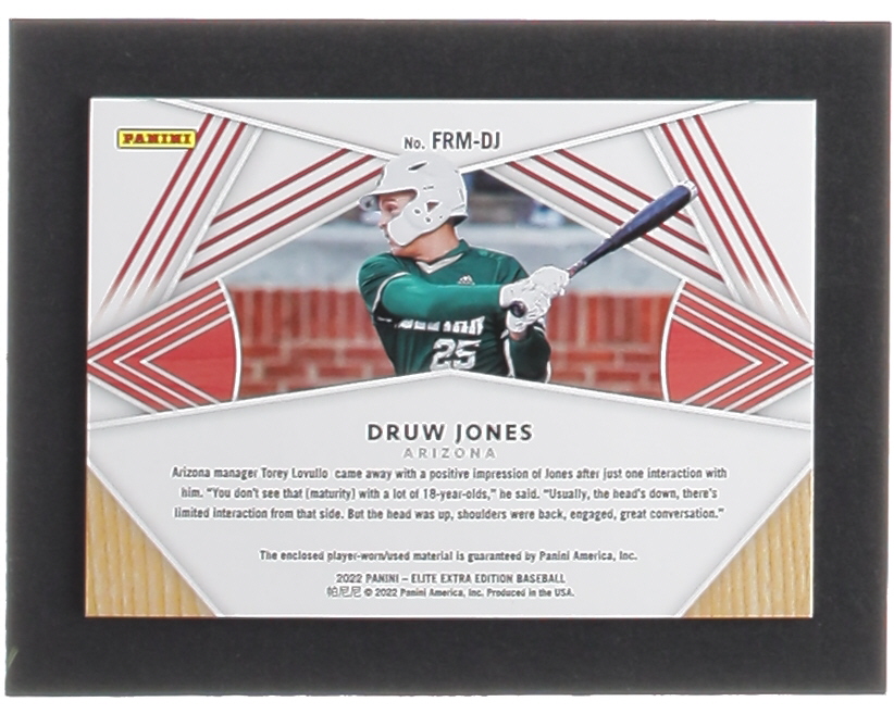 Druw Jones 2022 Elite Extra Edition First Round Materials Orange #2 RC #88/199 at PristineAuction.com Druw Jones 2022 Elite Extra Edition First Round Materials Orange #2 RC #88/199 at PristineAuction.com