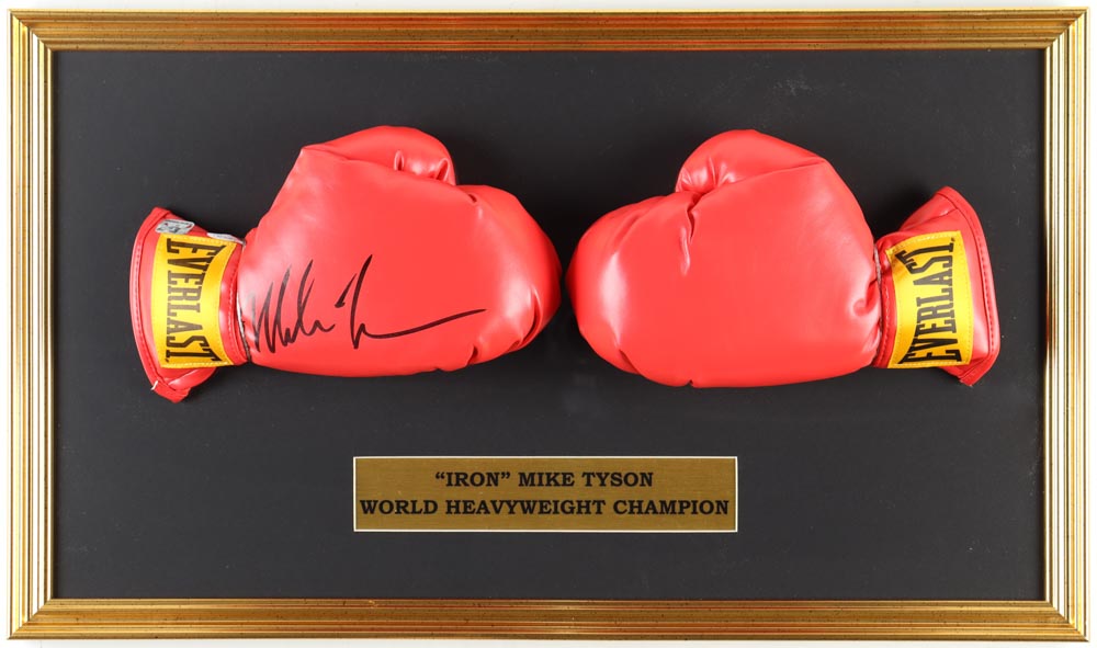 Mike Tyson Signed Custom Framed Everlast Glove Set Display (JSA & Tyson) at PristineAuction.com Mike Tyson Signed Custom Framed Everlast Glove Set Display (JSA & Tyson) at PristineAuction.com