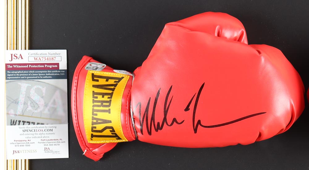 Mike Tyson Signed Custom Framed Everlast Glove Set Display (JSA & Tyson) at PristineAuction.com Mike Tyson Signed Custom Framed Everlast Glove Set Display (JSA & Tyson) at PristineAuction.com
