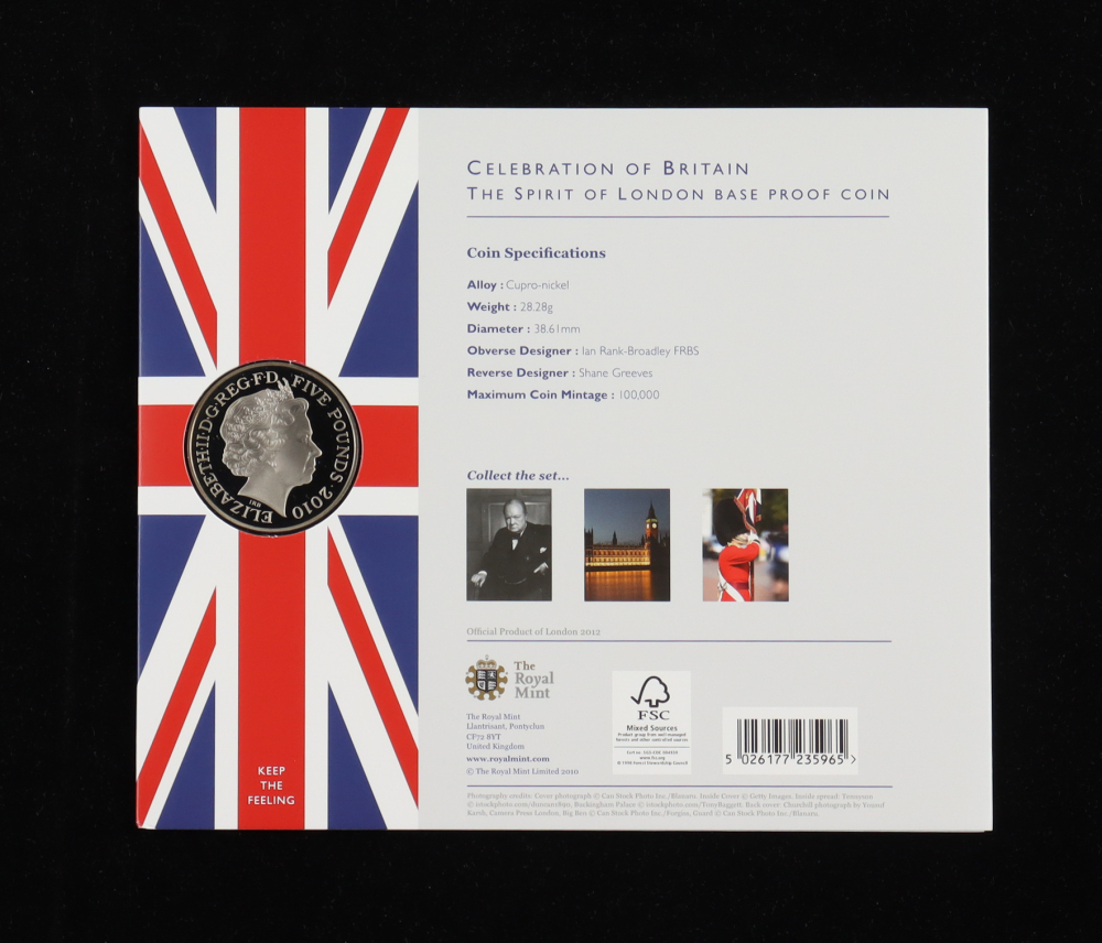 2010 Britain The Royal Mint The Spirit Of London 5 Pound Base Proof 2010-britain-the-royal-mint-the-spirit-of-london-5-pound-base-proof