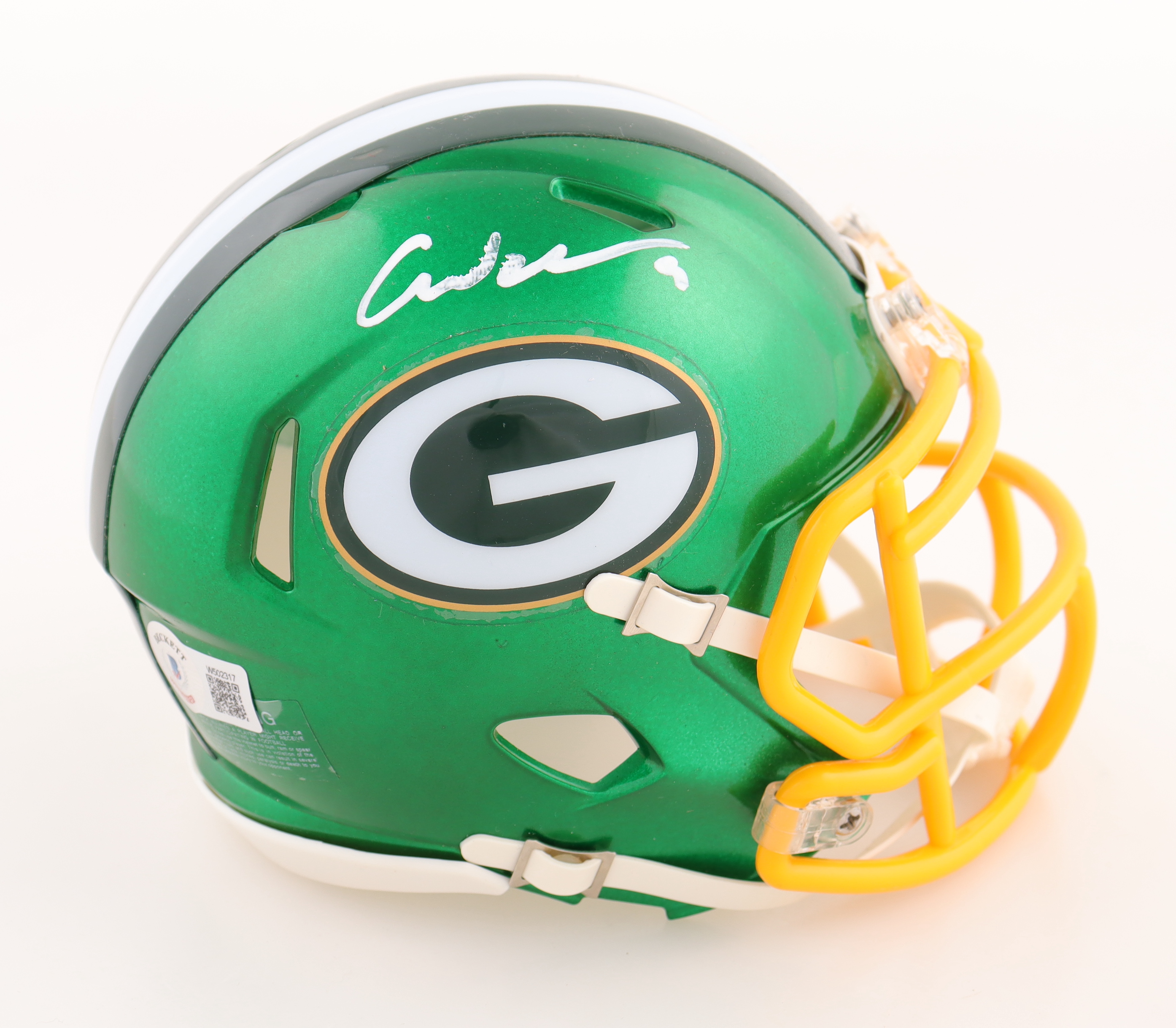 Christian Watson Signed Packers Flash Alternate Speed Mini Helmet (Beckett) at PristineAuction.com Christian Watson Signed Packers Flash Alternate Speed Mini Helmet (Beckett) at PristineAuction.com